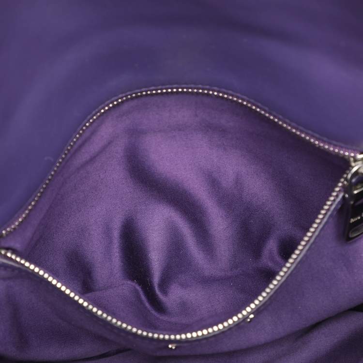 Pre Owned Miu Miu Purple Matelasse Leather Crystal Embellished Shoulder Bag