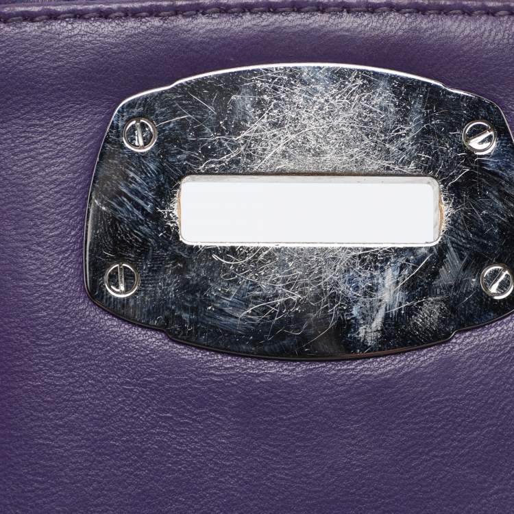 Pre Owned Miu Miu Purple Matelasse Leather Crystal Embellished Shoulder Bag