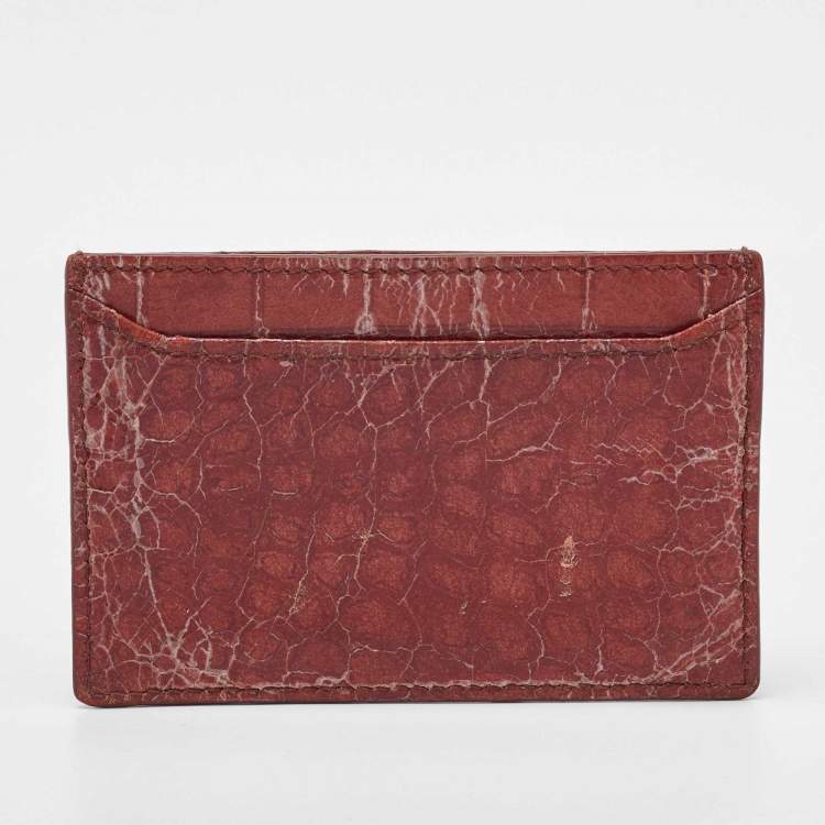 Pre Owned Miu Miu Brown Crackle Leather Card Holder