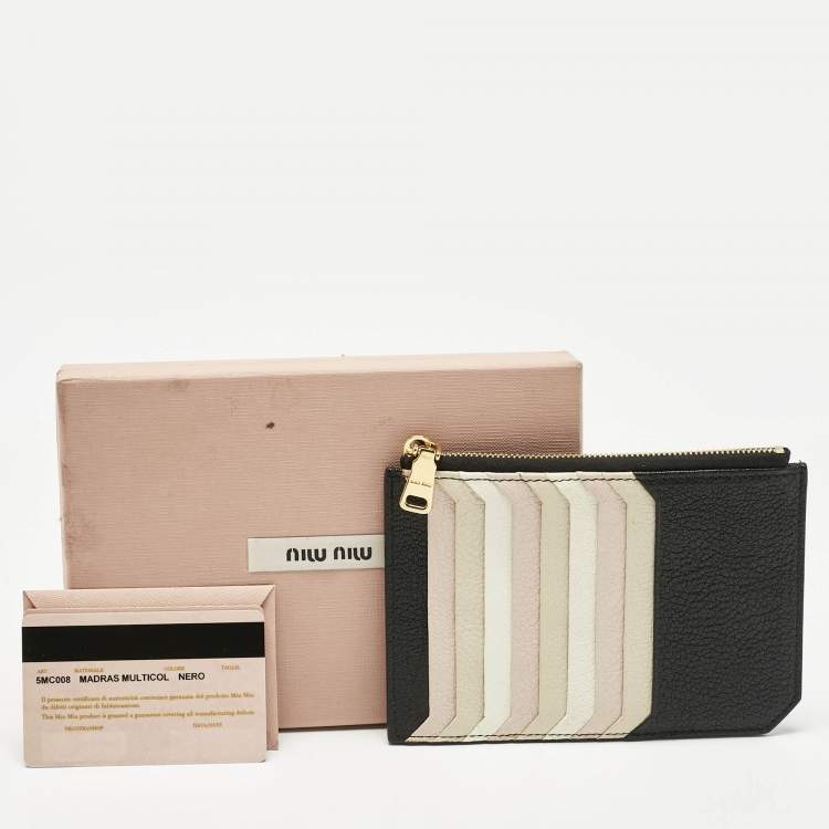 Pre Owned Miu Miu Multicolor Madras Leather Zip Card Holder