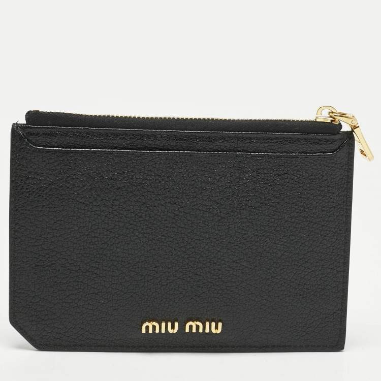 Pre Owned Miu Miu Multicolor Madras Leather Zip Card Holder