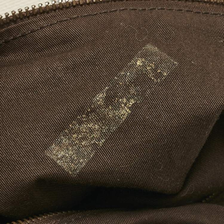 Pre Owned Miu Miu Brown/Grey Tartan Plaid Fabric and Leather Zip Hobo