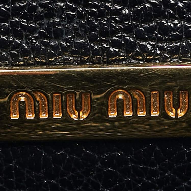Pre Owned Miu Miu Black Madras Leather Mini Bandoliera Top Handle Bag