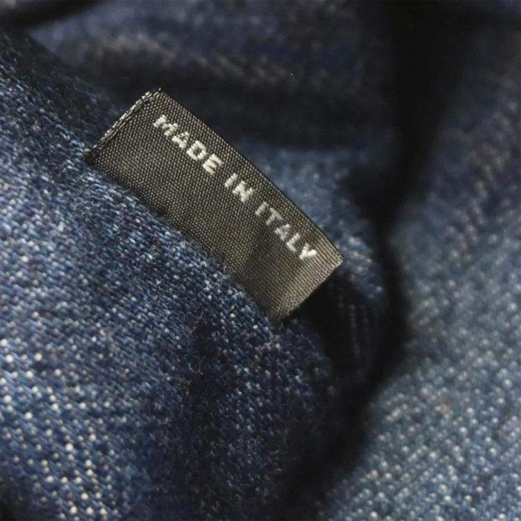 Pre Owned Miu Miu Matelasse Navy Denim Tote Bag