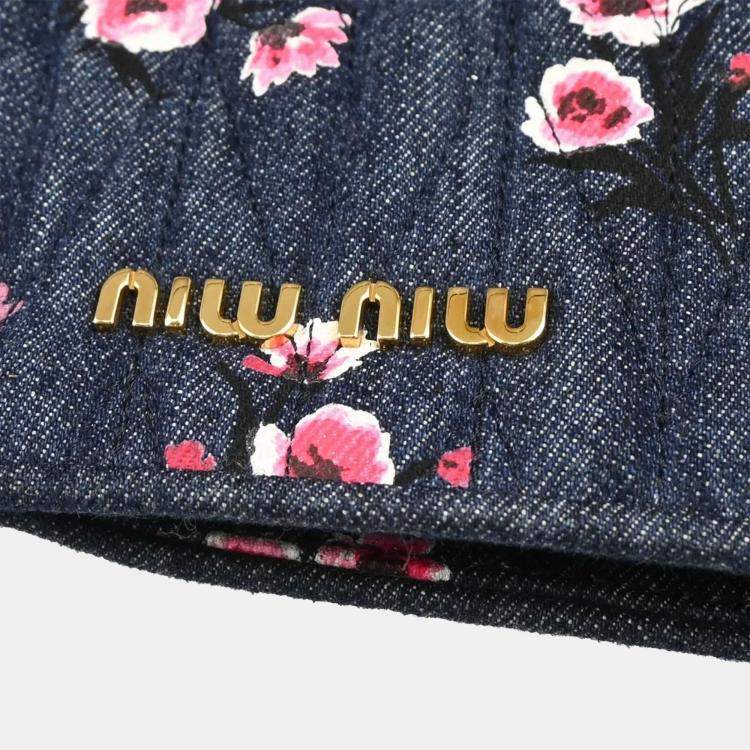 Pre Owned Miu Miu Matelasse Navy Denim Tote Bag