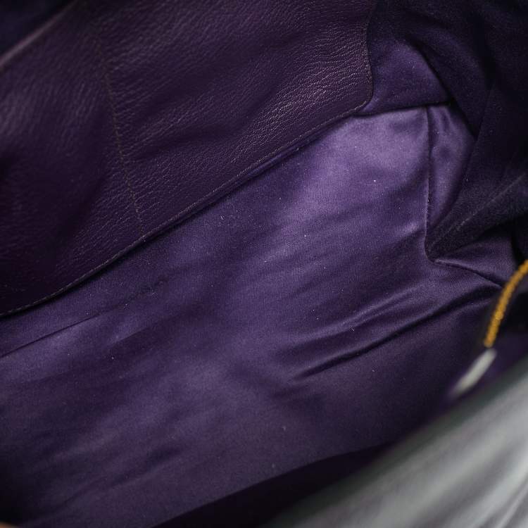 Pre Owned Miu Miu Purple Madras Leather Snap Tote