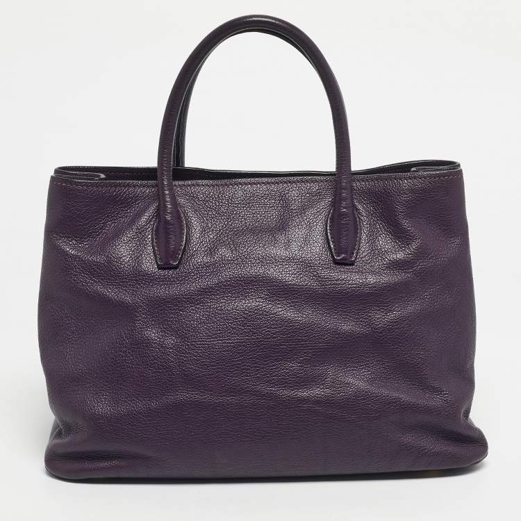 Pre Owned Miu Miu Purple Madras Leather Snap Tote