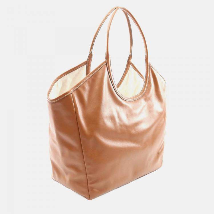 Pre Owned Miu Miu Ivy Large Brown Leather Tote Bag