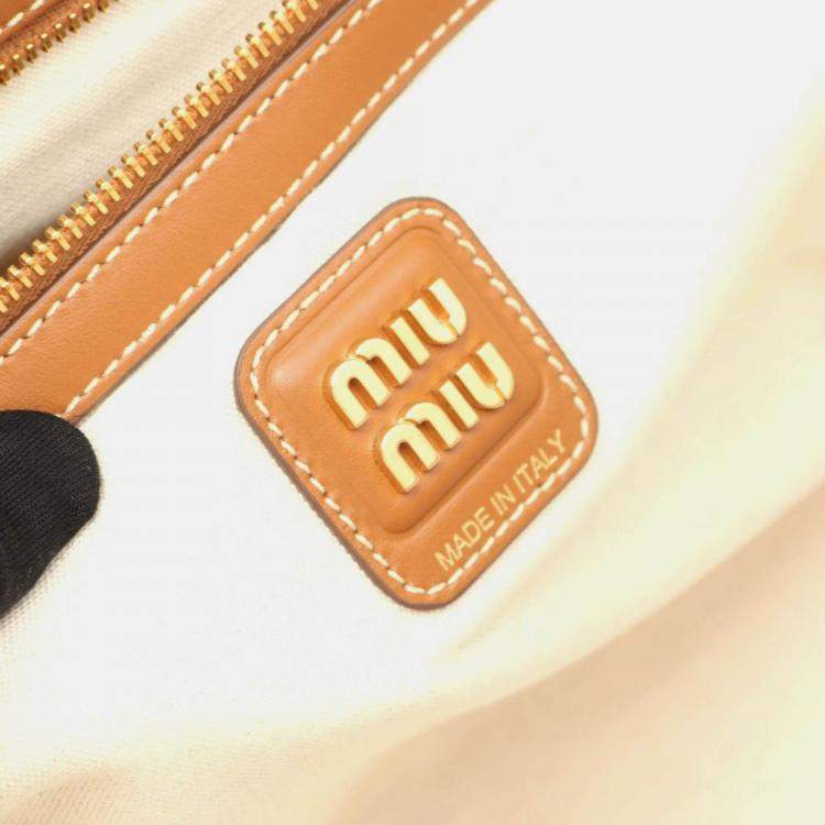 Pre Owned Miu Miu Ivy Large Brown Leather Tote Bag