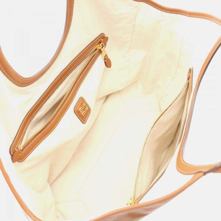 Pre Owned Miu Miu Ivy Large Brown Leather Tote Bag
