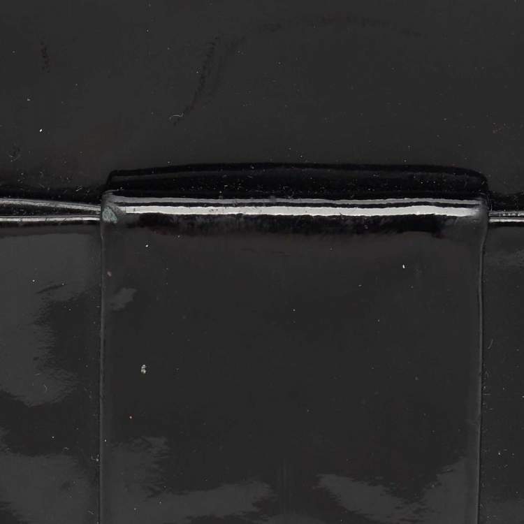 Pre Owned Miu Miu Black Patent Leather Bow Continental Wallet
