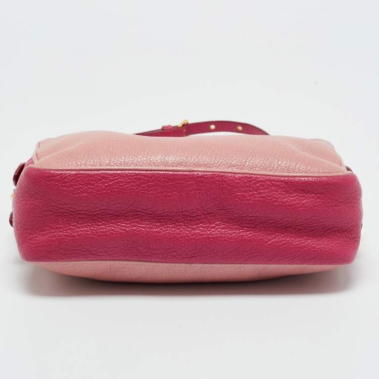 Pre Owned Miu Miu Two Tone Pink Leather Camera Crossbody Bag
