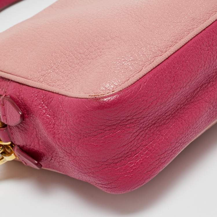 Pre Owned Miu Miu Two Tone Pink Leather Camera Crossbody Bag