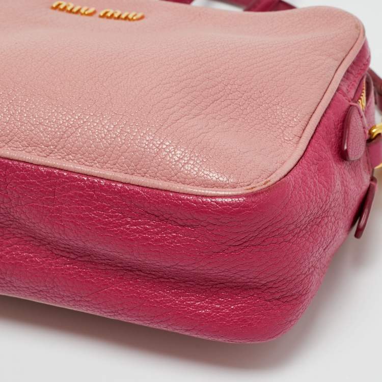 Pre Owned Miu Miu Two Tone Pink Leather Camera Crossbody Bag