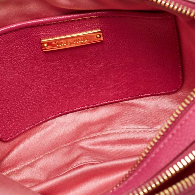 Pre Owned Miu Miu Two Tone Pink Leather Camera Crossbody Bag