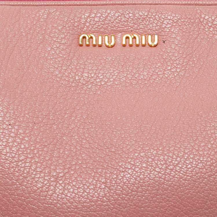 Pre Owned Miu Miu Two Tone Pink Leather Camera Crossbody Bag