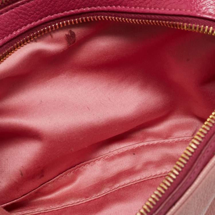 Pre Owned Miu Miu Two Tone Pink Leather Camera Crossbody Bag