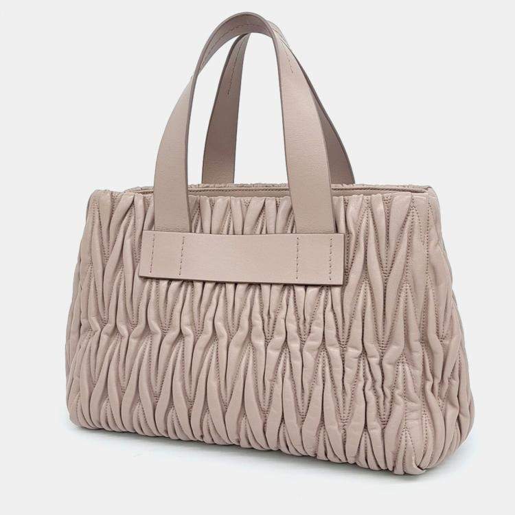 Miu Miu Beige Leather Matrasse Tote and Shoulder Bag Miu Miu