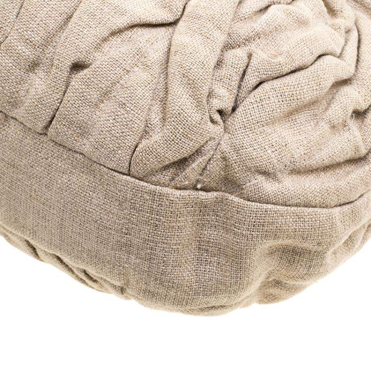 Pre Owned Miu Miu Beige Canvas Coffer Hobo