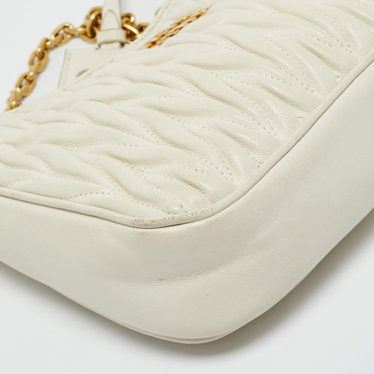 Pre Owned Miu Miu White Matelassé Leather Shoulder Bag