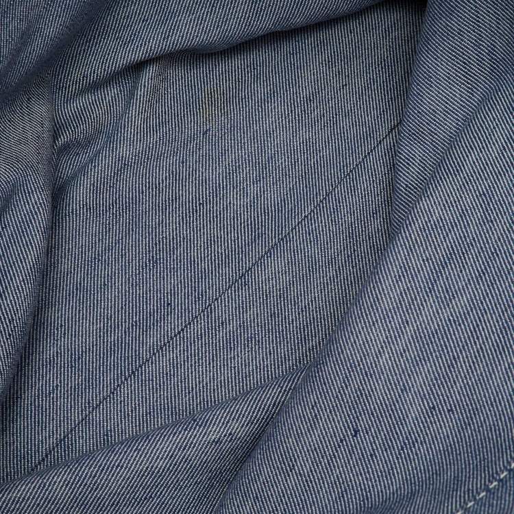 Pre Owned Miu Miu Blue Denim and Leather Logo Shopper Tote