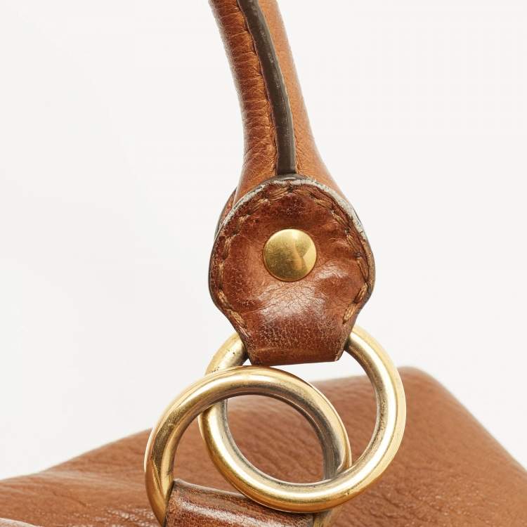 Pre Owned Miu Miu Brown Leather Grommet and Studded Tote