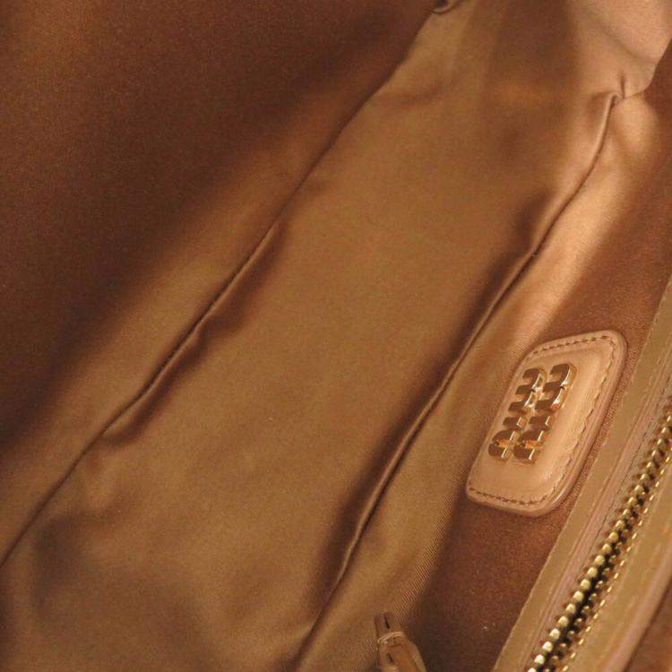 Pre Owned Miu Miu Arcadi Matelasse Leather Camel 2-Way Handbag Brown