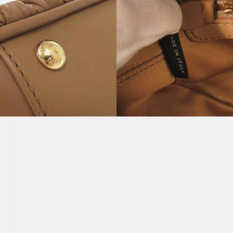 Pre Owned Miu Miu Arcadi Matelasse Leather Camel 2-Way Handbag Brown