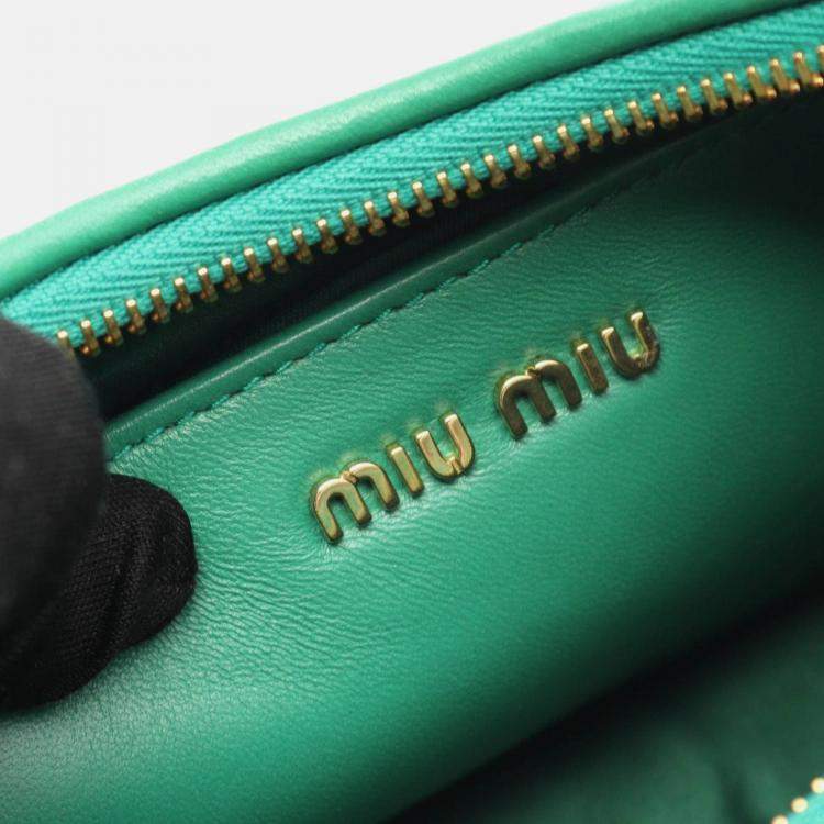 Pre Owned Miu Miu Miu Matelasse Shoulder Bag Leather Green