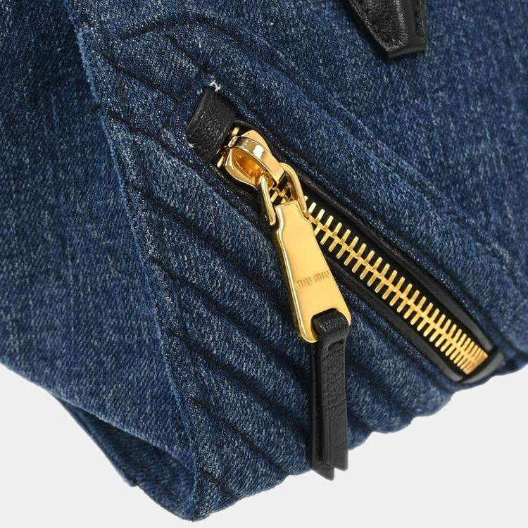 Pre Owned Miu Miu Blue Denim Biker 2way Handbag