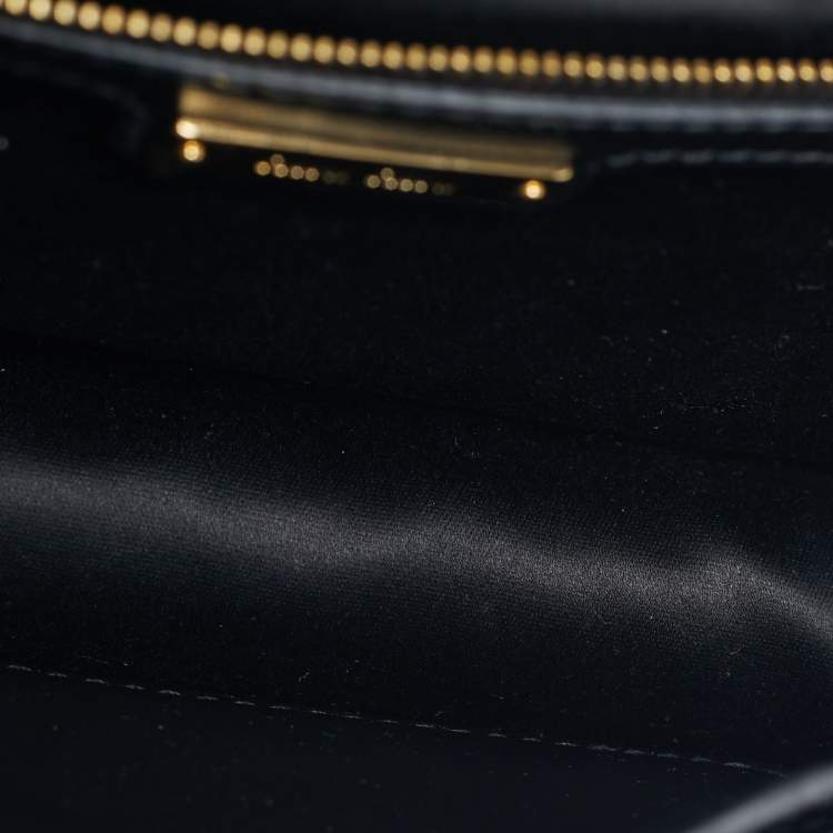 Pre Owned Miu Miu Navy Blue/Black Velvet and Leather Crystal Embellished Buckle Flap Bag