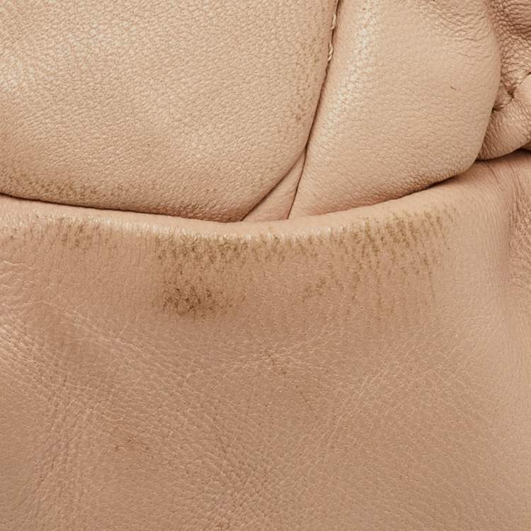 Pre Owned Miu Miu Light Beige Matelasse Lux Leather Small Coffer Hobo