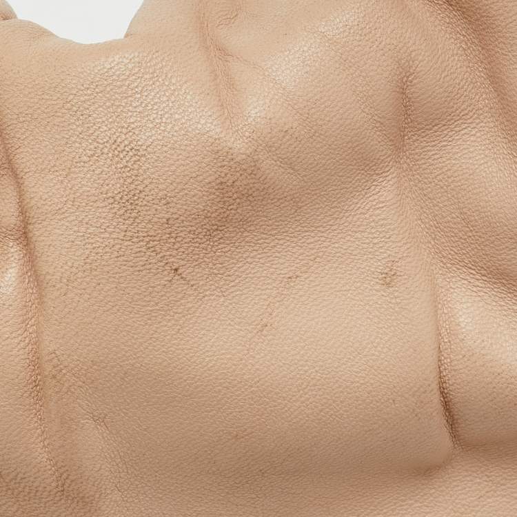 Pre Owned Miu Miu Light Beige Matelasse Lux Leather Small Coffer Hobo