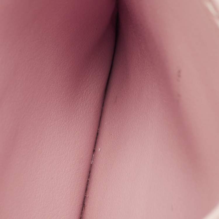 Pre Owned Miu Miu Pink Monogram Embossed Leather Logo Card Holder