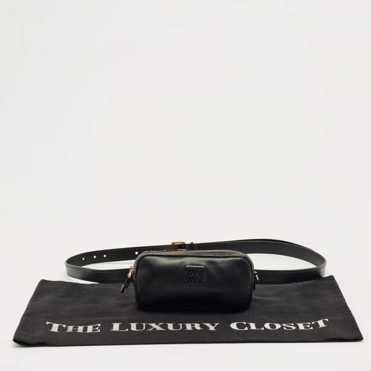 Pre Owned Miu Miu Black Leather Small Belt Bag