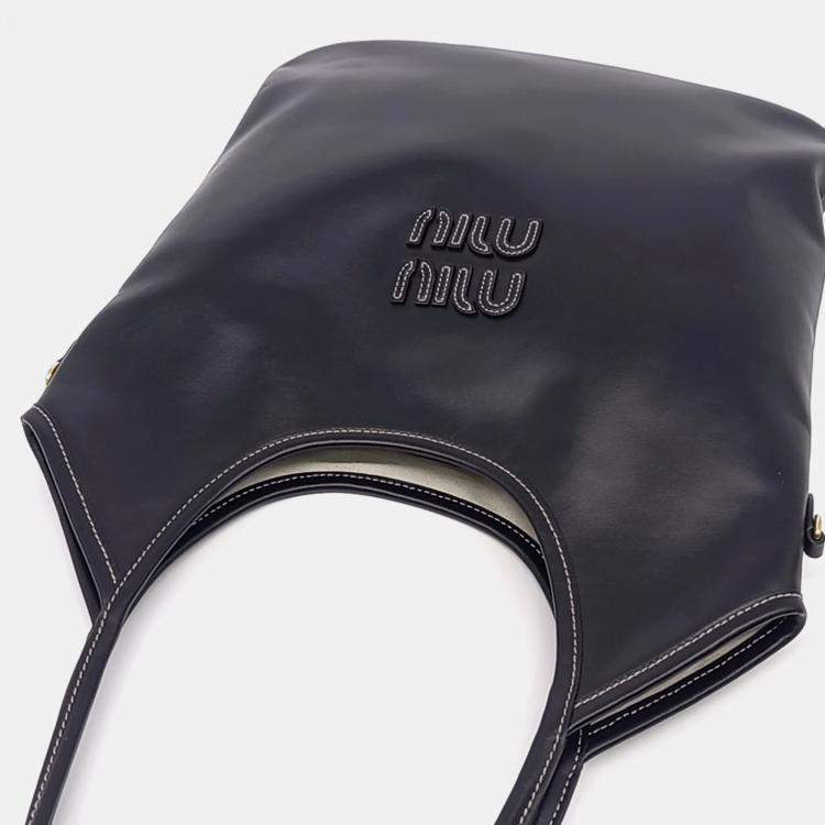 Pre Owned Miu Miu Black Leather Ivy Shoulder Bag