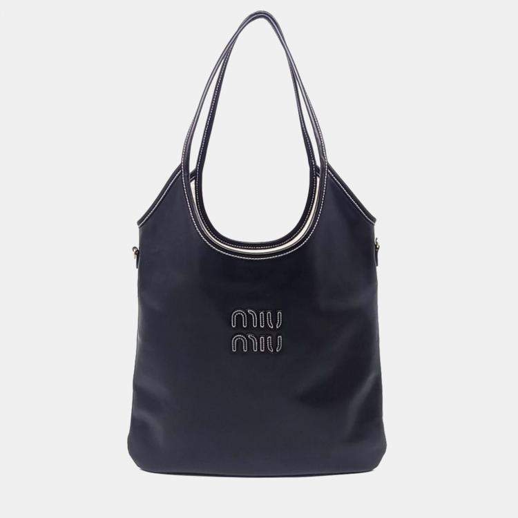 Pre Owned Miu Miu Black Leather Ivy Shoulder Bag
