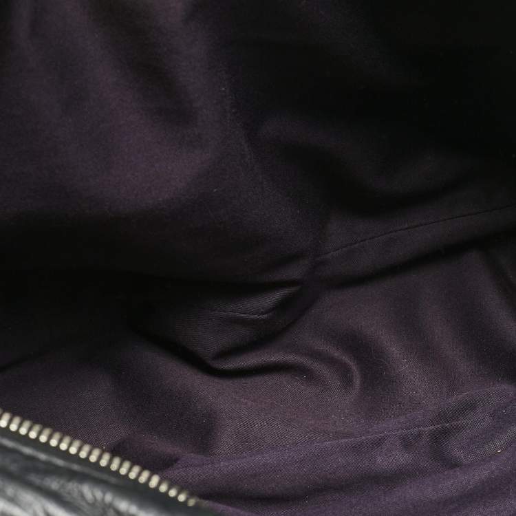 Pre Owned Miu Miu Black Matelasse Leather Pocket Satchel