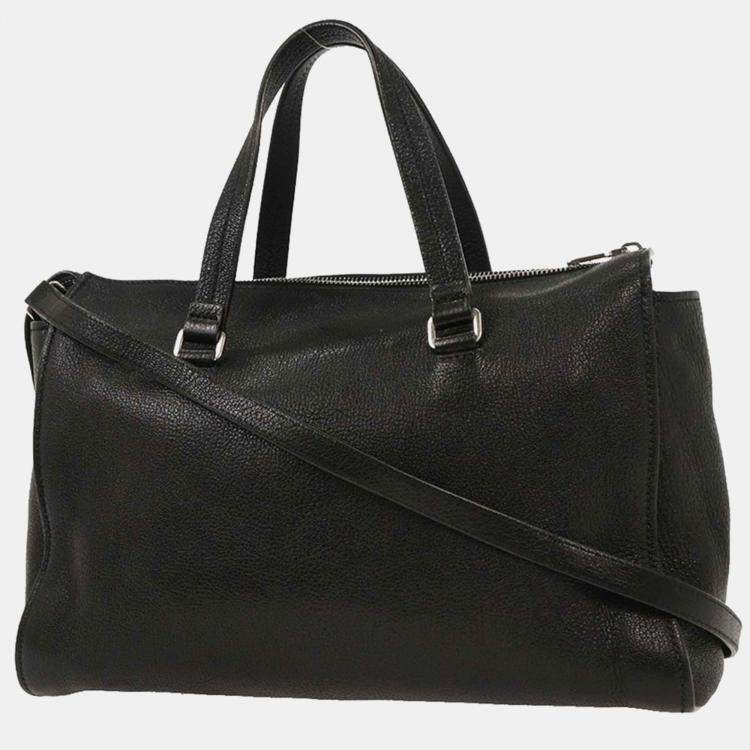 Pre Owned Miu Miu Black Leather 2way Tote Handbag