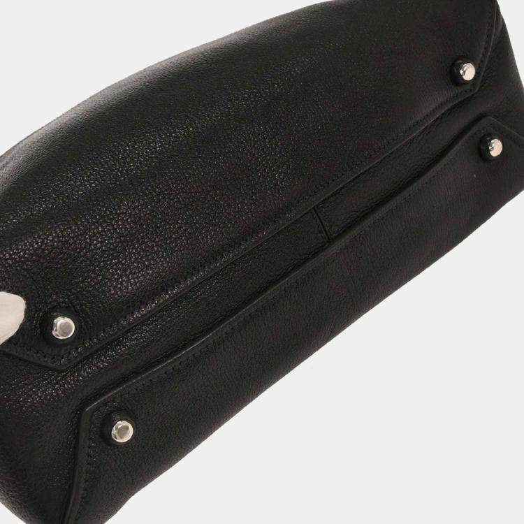 Pre Owned Miu Miu Black Leather 2way Tote Handbag