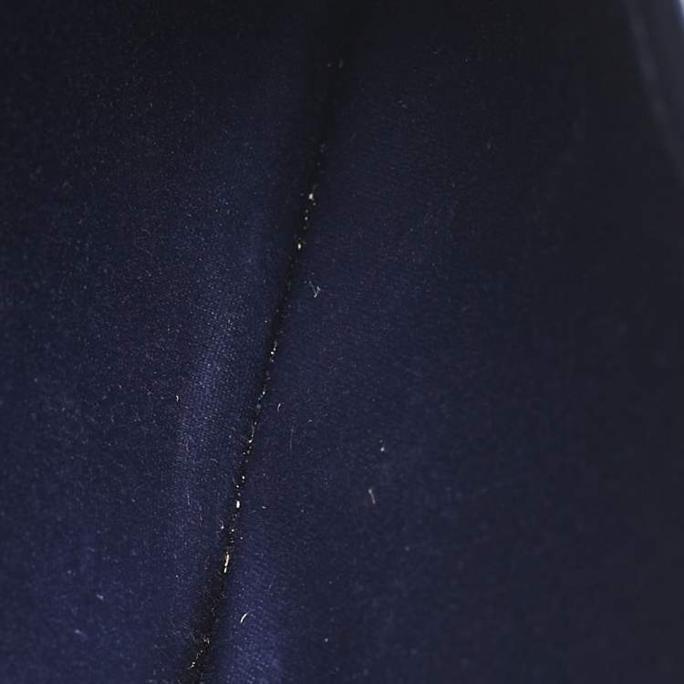 Pre Owned Miu Miu Navy Blue Matelassé Leather Pushlock Flap Top Handle Bag