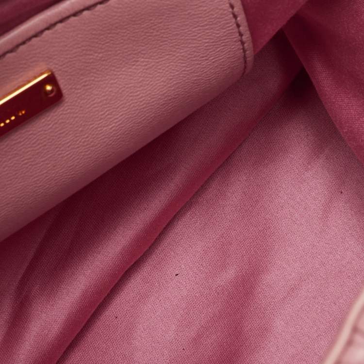 Pre Owned Miu Miu Rose Pink Matelassé Leather Bucket Bag