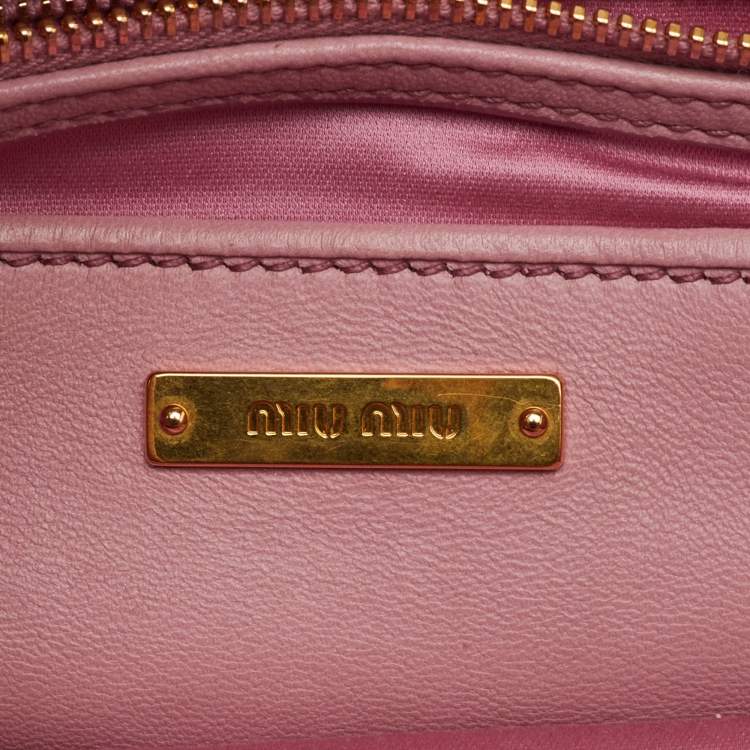 Pre Owned Miu Miu Rose Pink Matelassé Leather Bucket Bag