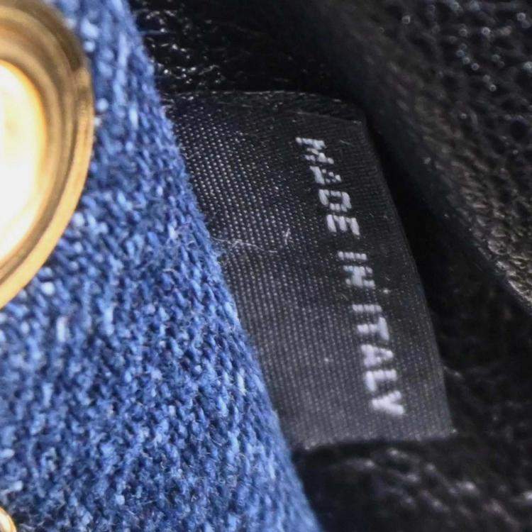 Pre Owned Miu Miu Navy Denim Biker Tote Bag