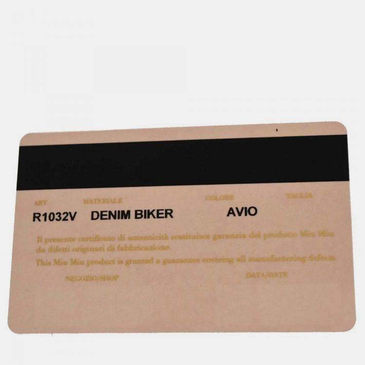 Pre Owned Miu Miu Navy Denim Biker Tote Bag