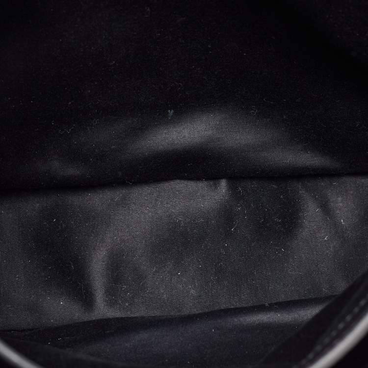 Pre Owned Miu Miu Black/Beige Leather Push Lock Flap Top Handle Bag