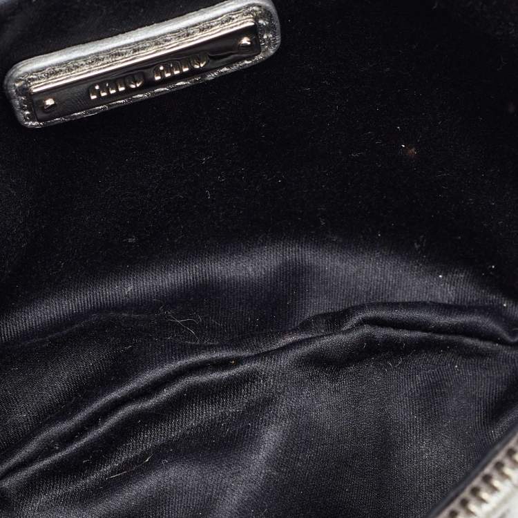 Pre Owned Miu Miu Metallic Silver Matelassé Leather Belt Bag
