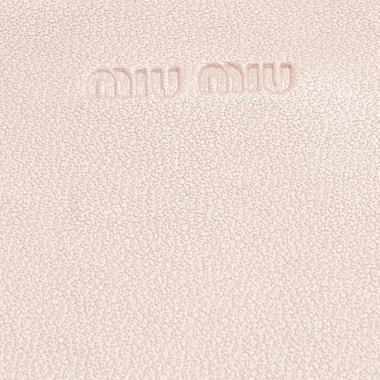 Pre Owned Miu Miu Light Pink Matelassé Leather Flap Clutch