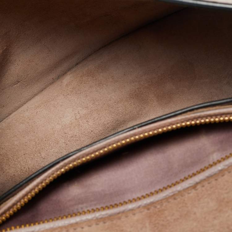 Pre Owned Miu Miu Pink Madras Leather Crystals Embellished Flap Shoulder Bag