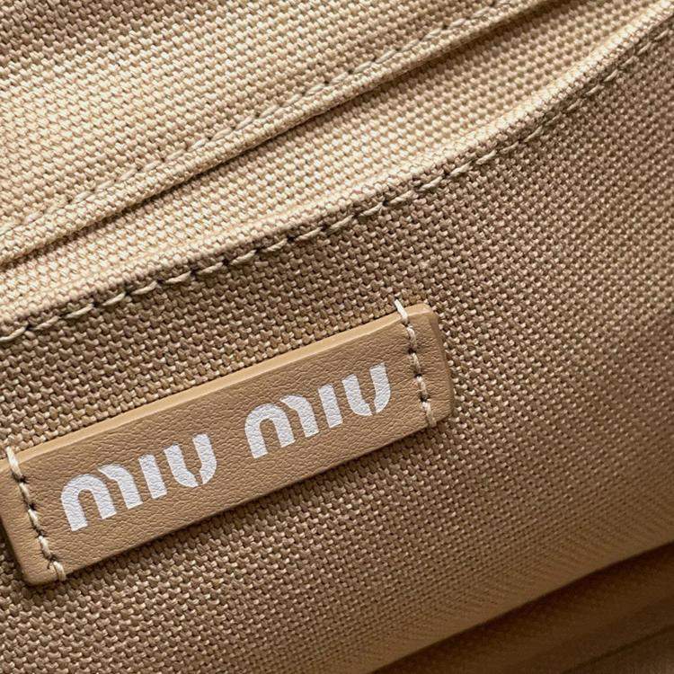 Pre Owned Miumiu Canvas2Wayhandbag Beige Cotton